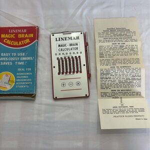 Linemar Magic Brain Calculator in Red and White